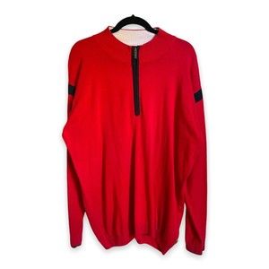 Burberry Golf Half Quarter Zip Sweater Light Cotton Sweatshirt Red  Sz: XXL